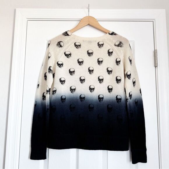 Skull Cashmere Dip Dye Ombre Skull Print Sweater Size XS - Picture 4 of 9